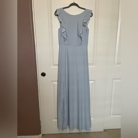 Ted Baker Ardenia Light Blue Ruffle High Slit Maxi Dress Gown - Picture 4 of 12